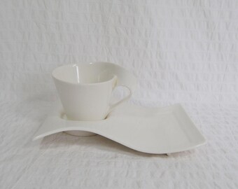 Villeroy & Boch New Wave Porcelain Cup And Saucer White, Rectangle Saucer