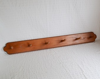 Vintage Wooden Shaker Style 6 Peg Coat Wall Hooks, 90cm x 10cm