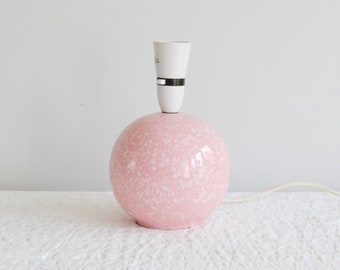 Vintage 1980s Ceramic Table Lamp, Pastel Pink Speckled Globe Ball Lamp 23cm