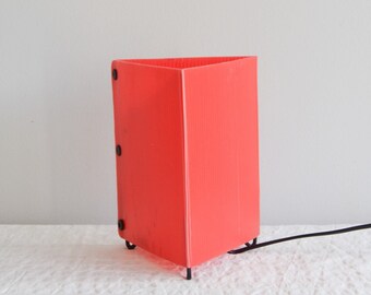 Rare Vintage IKEA Ton Lamp Plastic Table, Red Corrugated Plastic Triangle 2000