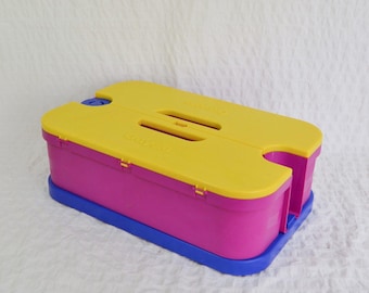 Vintage Crayola Storage Box, 1994 Binney & Smith Colourful Plastic Lidded Box