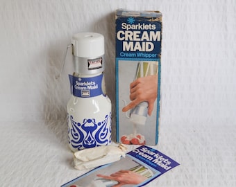 Vintage Sparklets Cream Maid Whipper UNUSED In Box, West German MCM Blue