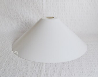 Vintage White Plastic Ceiling Light Shade, Coolie Cone Lampshade Solid White