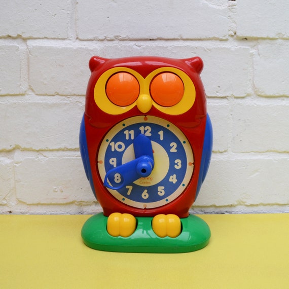 Vintage Tomy Owl Clock Early Learning 