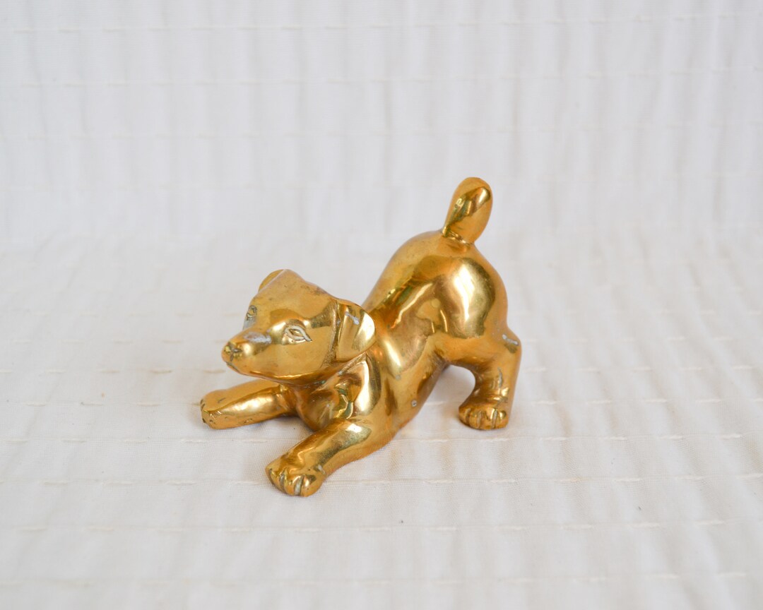 Vintage Brass Dog Brass Puppy Figurine Etsy