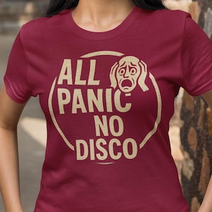 All Panic No Disco T-Shirt, Funny Anxiety Tee, Mental Health Humor Shirt, Retro Distressed Unisex Top, Panic Joke Gift for Introverts