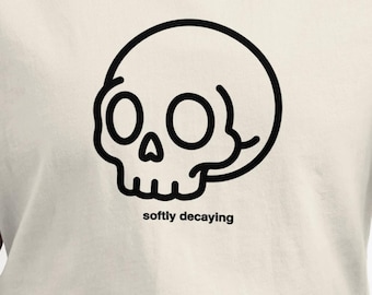 Softly Decaying Skull T-Shirt, Funny Graphic Tee, Minimalist Skull Design, Unique Gift Idea, Skeleton Shirt