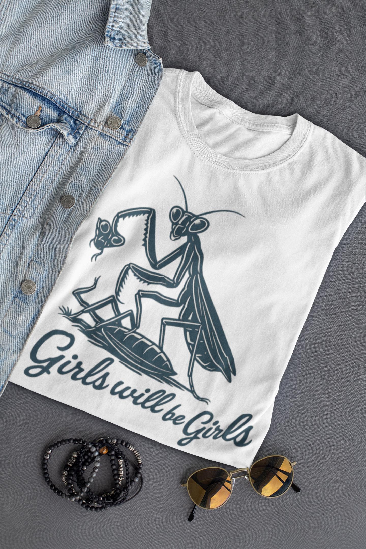 【希少プロモ盤！】PRAYING MANTIS /THIS TIME GIRL Girls Will Be Girls Shirt, Praying Mantis Tee, Unisex Jersey Short