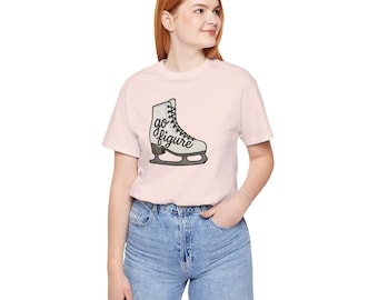 T-shirt graphique de patinage sur glace - Coton unisexe, cadeau pour patineuse artistique