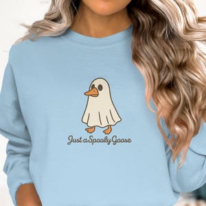 Spooky Goose Sweatshirts, Halloween Sweatshirt, Ghost Goose Sweater, Funny Halloween, Animal Sweatshirts, Cute Sweatshirt, Fall Apparel
