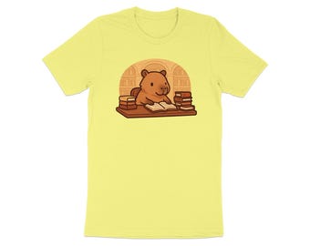 Reading Capybara T-Shirt, Book Lover Gift, Animal Tee