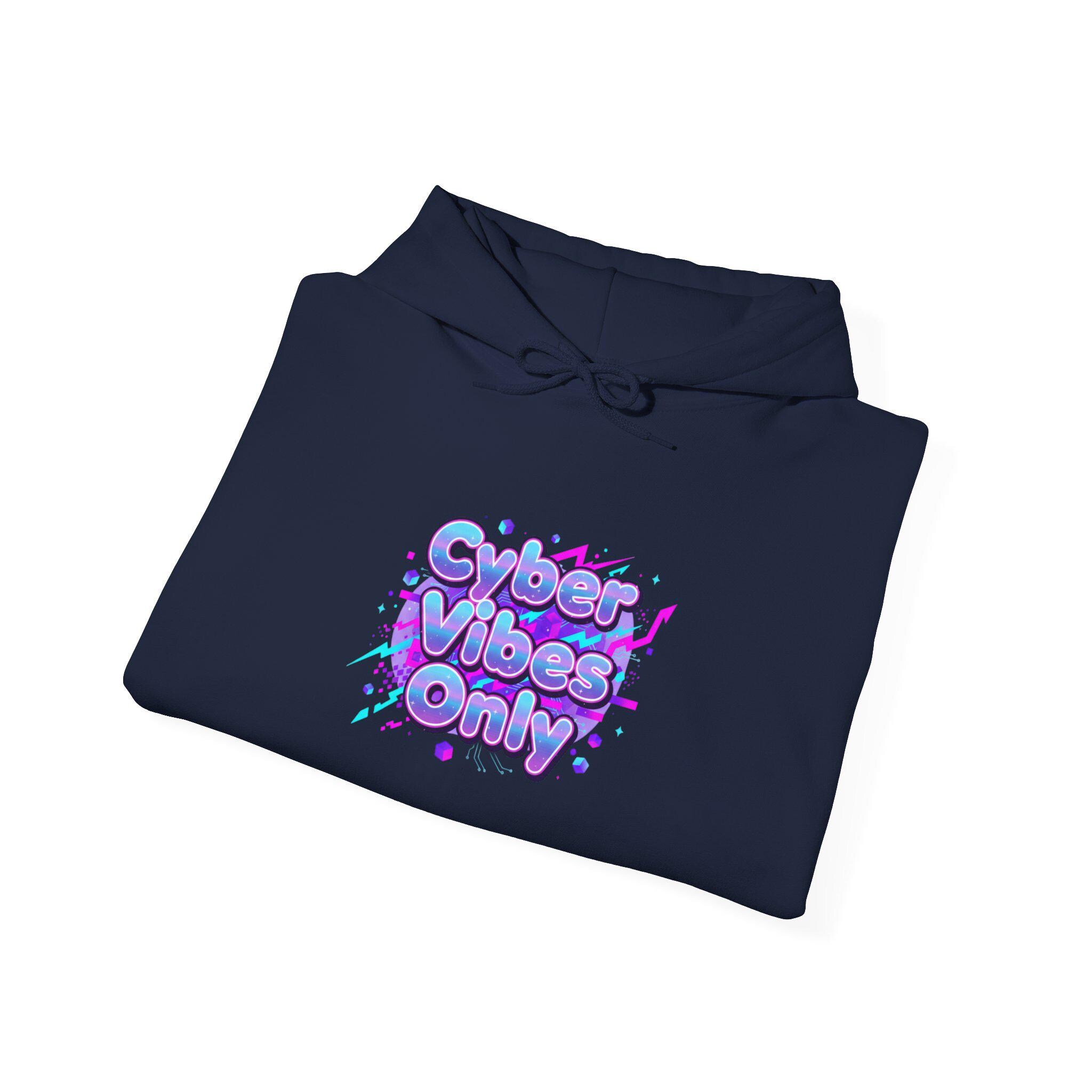 Cyber Holo Chrome Text Hoodie | Y2K Cyber Nostalgia, Retro Tech