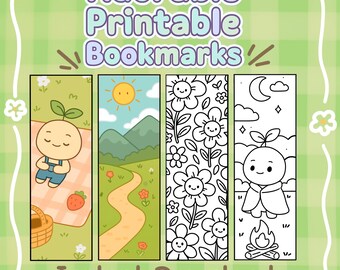 Segnalibri stampabili kawaii – 4 stili carini / Download immediato in PDF e PNG / Segnalibri pastello accoglienti per scrivere e leggere