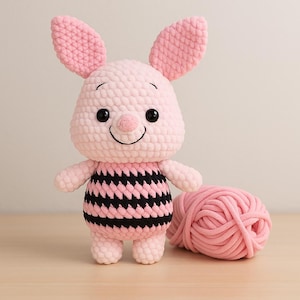 Piglet Crochet Pattern, Cute Pig Amigurumi PDF Tutorial, Pig Toy Crochet Pattern For Beginners, DIY Soft Plush Farm Animal Patterns