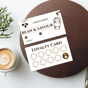 Carte à tampon pour café, modèles de coffee shop et programme personnalisé, boutique de récompenses et d'impressions uniques