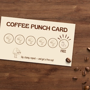 Modèle Canva pour café, carte d’argent café et fidélité client, design élégant à personnaliser, carte de remerciement café