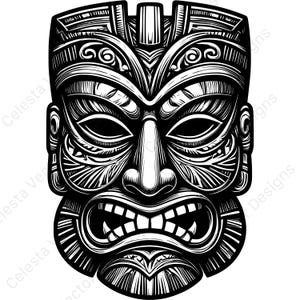Tiki mask vector clipart digital download - 4 images for cricut, silhouette, svg, png, jpg, pdf, eps files included