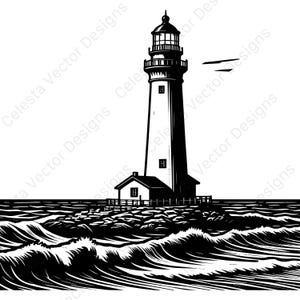 Lighthouse vector clipart set with 4 images for digital download svg png jpg pdf eps files for cricut silhouette projects