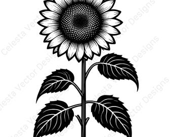 Descarga digital de imágenes prediseñadas de girasol: 4 imágenes vectoriales para Cricut y Silhouette: archivos SVG, PNG, JPG, PDF y EPS incluidos.