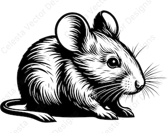 Mouse portrait clipart digital download - 4 vector images for cricut, silhouette, svg, png, jpg, pdf, eps files included