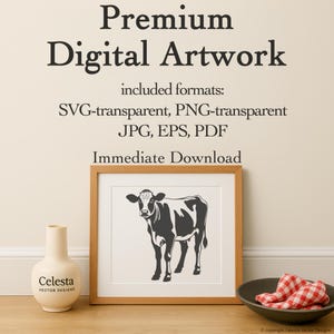 Farm Cow Vector Clipart Digital Download - 4 Images Svg Png Jpg Pdf Eps ...