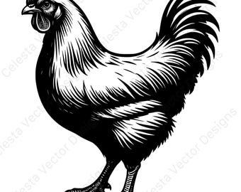 Chicken portrait clipart - 4 vector images digital download for cricut, silhouette, svg, png, jpg, pdf, eps files