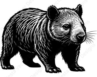 Wombat Portrait Vector Clipart Set of 4 Images Digital Download