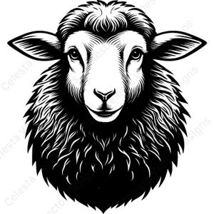 Sheep portrait vector clipart - 4 digital download images for cricut silhouette svg png jpg pdf eps files