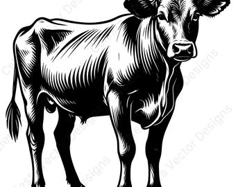 Cow portrait vector clipart - 4 digital download images for cricut, silhouette - svg, png, jpg, pdf, eps files included
