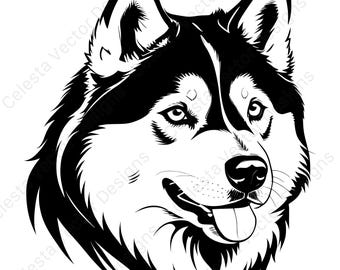 Siberian Husky Happy Dog Clipart - 4 Vector Images for Cricut