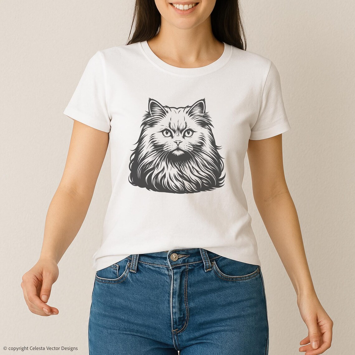 Persian Cat Portrait Clipart Set - 4 Vector Images for Digital Download ...