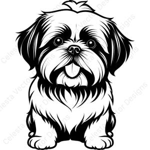 Shih tzu happy dog clipart set - 4 vector images for digital download, svg png jpg pdf eps for cricut and silhouette projects