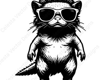 Axolotl full body portrait with cool sunglasses clipart set of 4 digital download svg vector files for cricut and silhouette