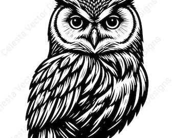 Owl portrait vector clipart digital download - 4 images for cricut, silhouette, svg, png, jpg, pdf, eps files included