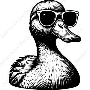 Duck portrait cool sunglasses vector clipart digital download - 4 images svg png jpg pdf eps for cricut silhouette projects