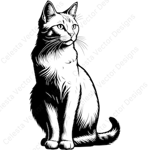 Cat portrait clipart set of 4 svg digital download vector files for cricut silhouette crafting projects