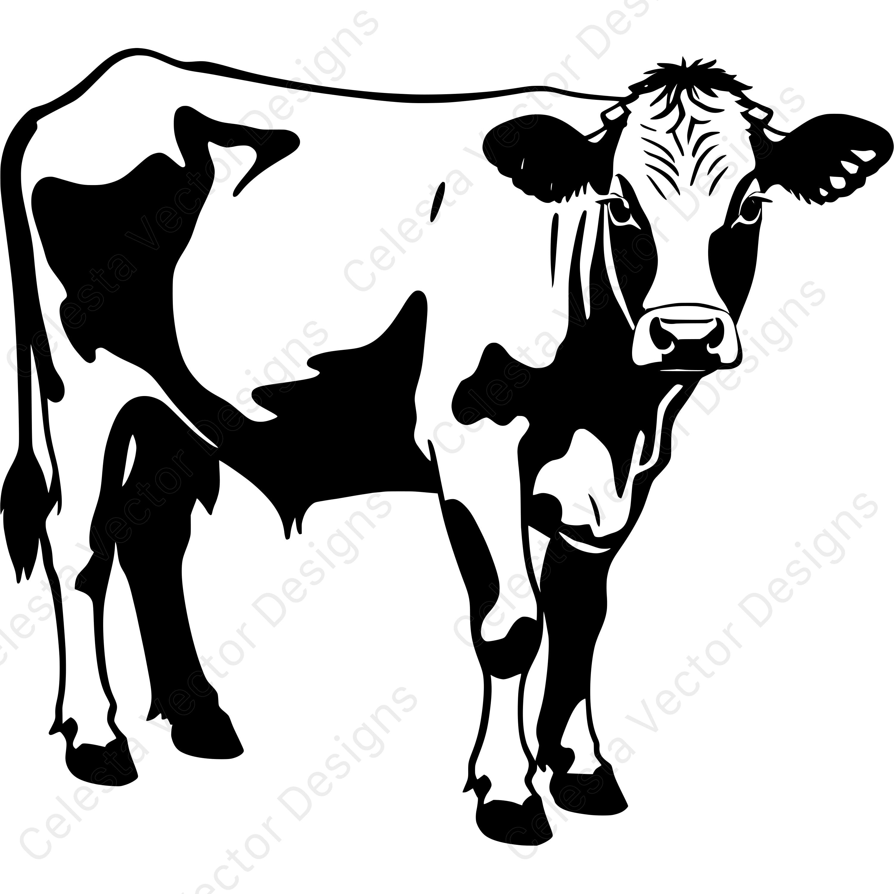 Farm Cow Vector Clipart Digital Download - 4 Images Svg Png Jpg Pdf Eps ...