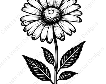 Téléchargement numérique de clipart fleur marguerite - 4 images svg pour cricut & silhouette - png, jpg, pdf, fichiers eps inclus