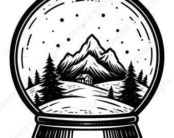 Snow globe vector clipart bundle - 4 digital download images for cricut, silhouette - svg png jpg pdf eps files included