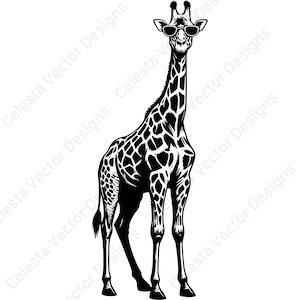 Giraffe full body portrait cool sunglasses clipart vector digital download 4 images svg png jpg pdf eps for cricut silhouette