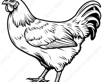 Farm chicken vector clipart set - 4 digital download images for cricut, silhouette - svg, png, jpg, pdf, eps files included