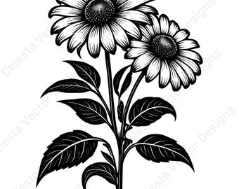 Schwarzäugige Susan Vektor Clipart - 4 png svg digitaler Download für Cricut, Silhouette, diy-Projekte, Blumendekor und Kunsthandwerk