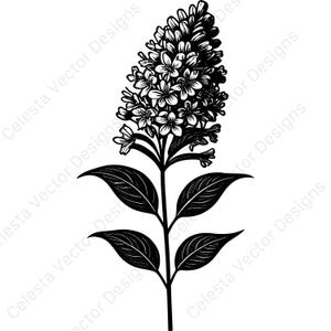 Lilac flower vector clipart - 4 digital download images in svg, png, jpg, pdf, eps for cricut and silhouette crafting projects