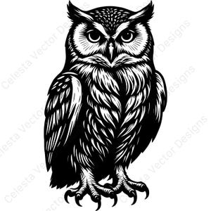 Owl portrait vector clipart digital download 4 images for cricut silhouette svg png jpg pdf eps files