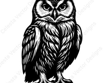 Owl portrait vector clipart digital download 4 images for cricut silhouette svg png jpg pdf eps files