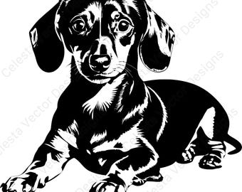 Dachshund dog resting vector clipart - 4 svg digital download for cricut, silhouette, scrapbooking, home decor, print projects