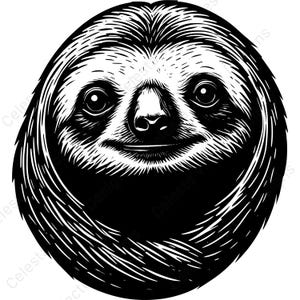 Retrato de perezoso (descarga digital) - 4 imágenes vectoriales para Cricut, silueta, SVG, PNG, JPG, PDF, EPS (archivos incluidos)