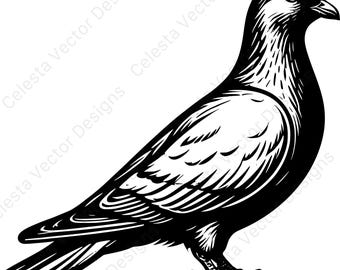 Pigeon vector clipart bundle - 4 digital download images for cricut, silhouette, svg, png, jpg, pdf, eps files included