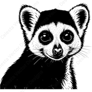Lemur portrait clipart set of 4 images digital download vector svg for cricut silhouette projects instant download
