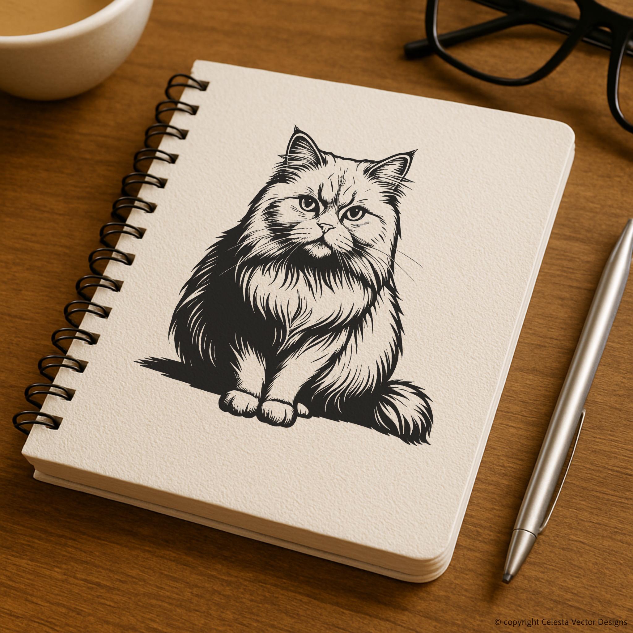 Persian Cat Portrait Clipart Set - 4 Vector Images for Digital Download ...